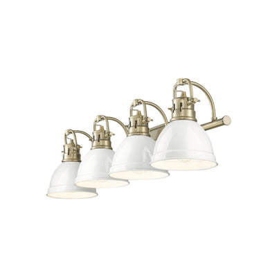 Yep by Golden Lighting Duncan 4-light Vanity in Aged Brass and White shade - - Golden Lighting