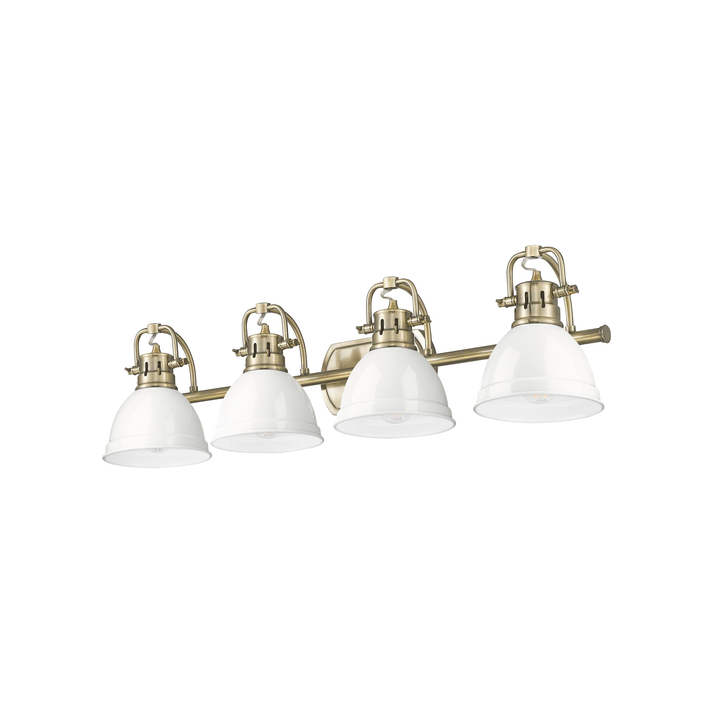 Yep by Golden Lighting Duncan 4-light Vanity in Aged Brass and White shade - - Golden Lighting