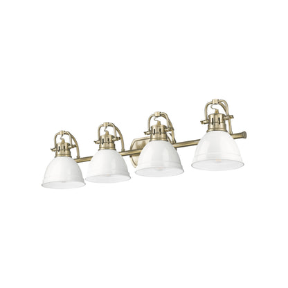 Yep by Golden Lighting Duncan 4-light Vanity in Aged Brass and White shade - - Golden Lighting