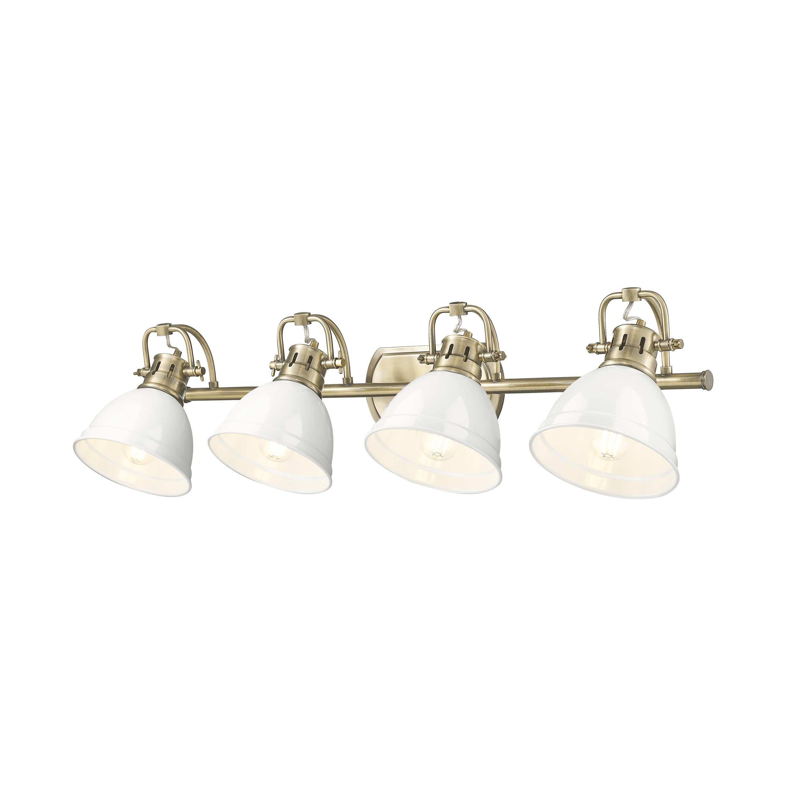 Yep by Golden Lighting Duncan 4-light Vanity in Aged Brass and White shade - - Golden Lighting