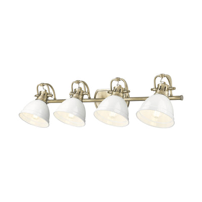 Yep by Golden Lighting Duncan 4-light Vanity in Aged Brass and White shade - - Golden Lighting