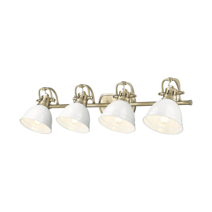 Yep by Golden Lighting Duncan 4-light Vanity in Aged Brass and White shade - - Golden Lighting