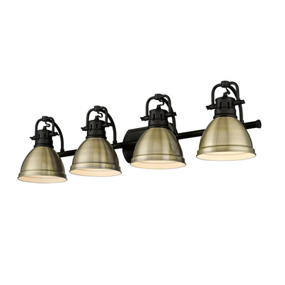 Yep by Golden Lighting Duncan 4-light Vanity in Matte Black and Aged Brass shade - - Golden Lighting