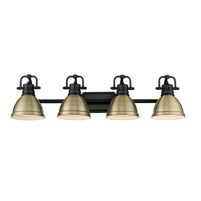Yep by Golden Lighting Duncan 4-light Vanity in Matte Black and Aged Brass shade - - Golden Lighting