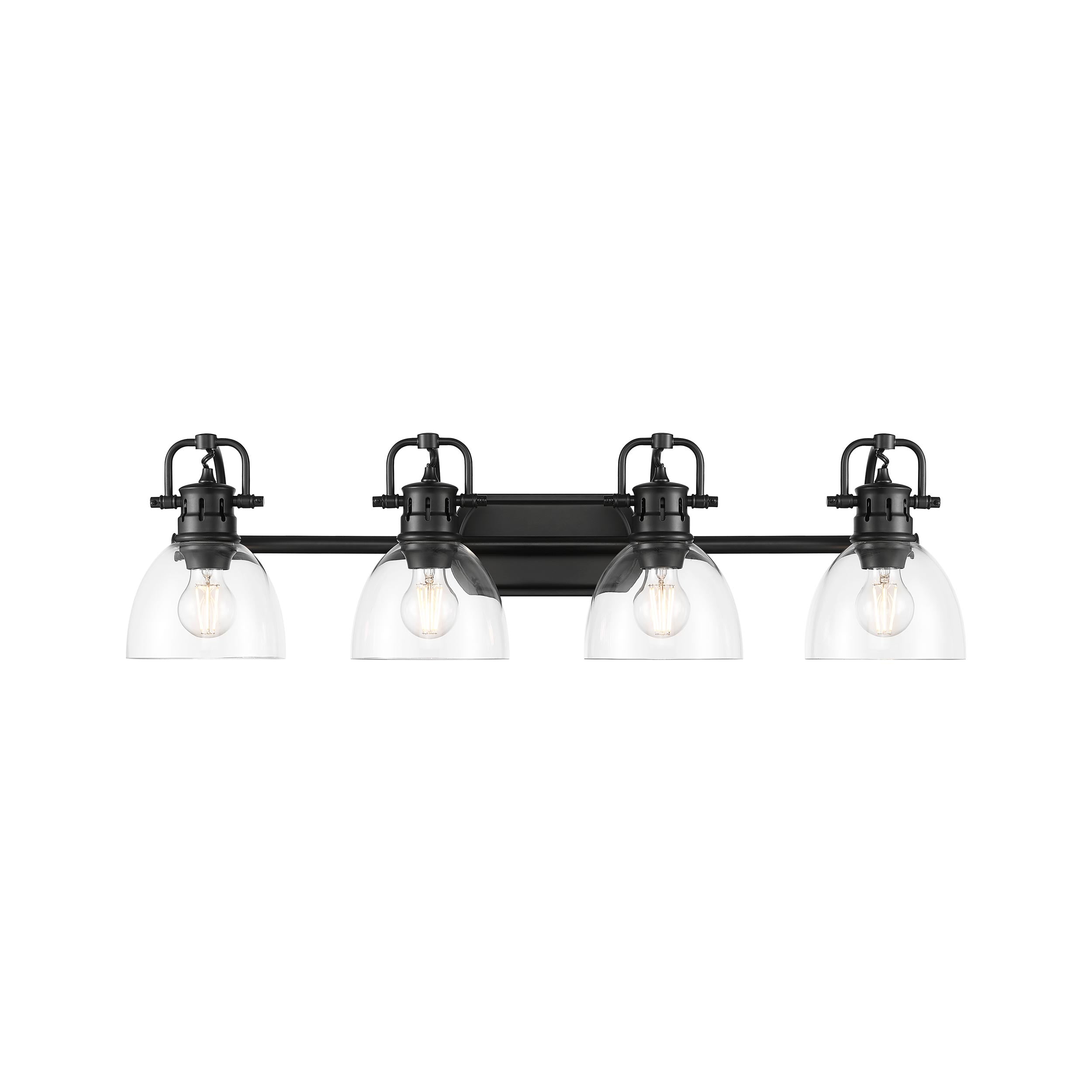 Yep by Golden Lighting Duncan 4-light Vanity in Matte Black and Clear Glass - - Golden Lighting