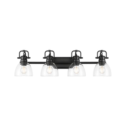 Yep by Golden Lighting Duncan 4-light Vanity in Matte Black and Clear Glass - - Golden Lighting