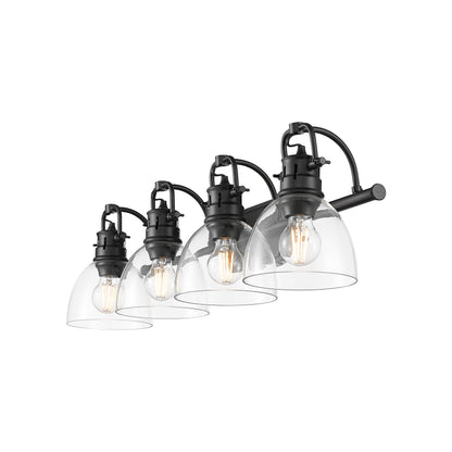 Yep by Golden Lighting Duncan 4-light Vanity in Matte Black and Clear Glass - - Golden Lighting