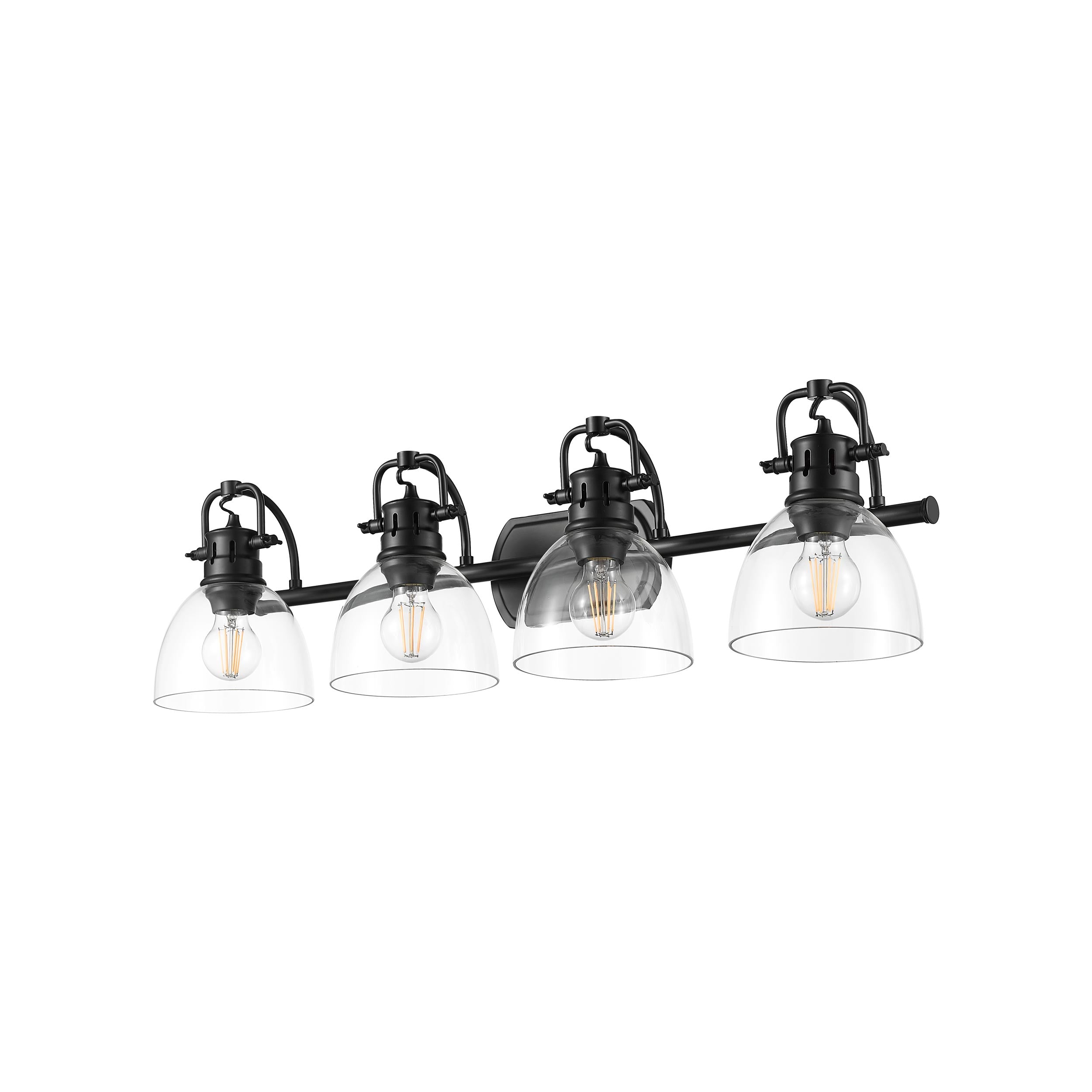 Yep by Golden Lighting Duncan 4-light Vanity in Matte Black and Clear Glass - - Golden Lighting