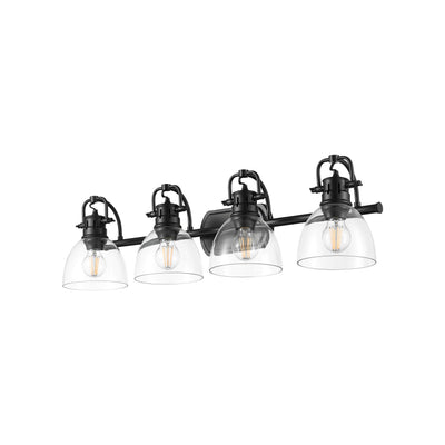 Yep by Golden Lighting Duncan 4-light Vanity in Matte Black and Clear Glass - - Golden Lighting