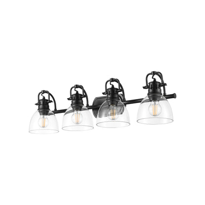 Yep by Golden Lighting Duncan 4-light Vanity in Matte Black and Clear Glass - - Golden Lighting