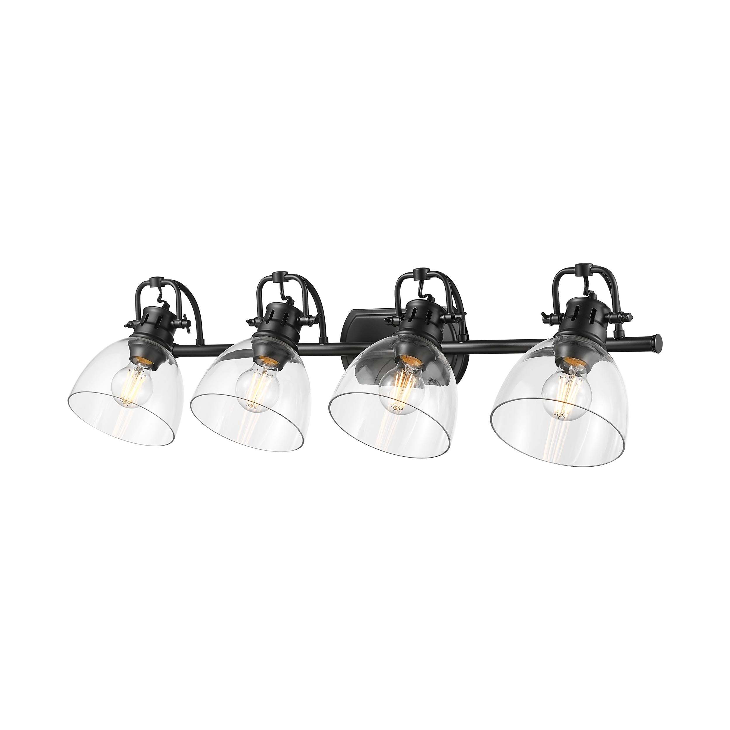 Yep by Golden Lighting Duncan 4-light Vanity in Matte Black and Clear Glass - - Golden Lighting