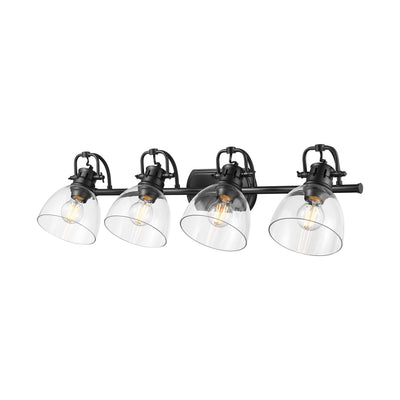 Yep by Golden Lighting Duncan 4-light Vanity in Matte Black and Clear Glass - - Golden Lighting