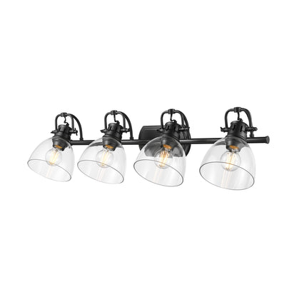 Yep by Golden Lighting Duncan 4-light Vanity in Matte Black and Clear Glass - - Golden Lighting
