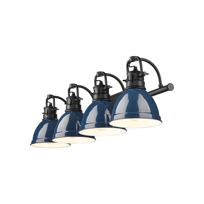 Yep by Golden Lighting Duncan 4-light Vanity in Matte Black and Navy Blue shade - - Golden Lighting