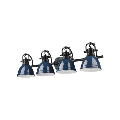 Yep by Golden Lighting Duncan 4-light Vanity in Matte Black and Navy Blue shade - - Golden Lighting