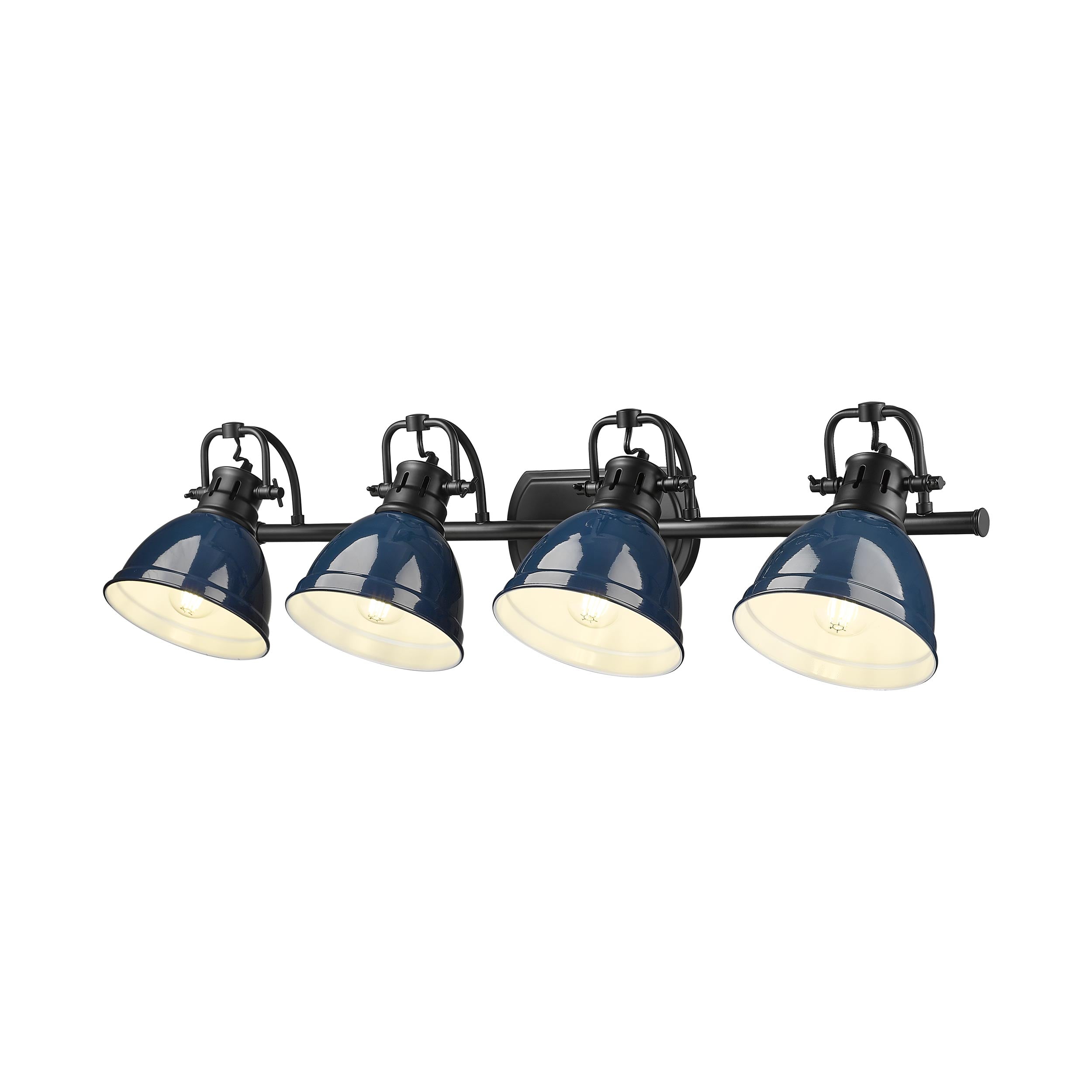 Yep by Golden Lighting Duncan 4-light Vanity in Matte Black and Navy Blue shade - - Golden Lighting