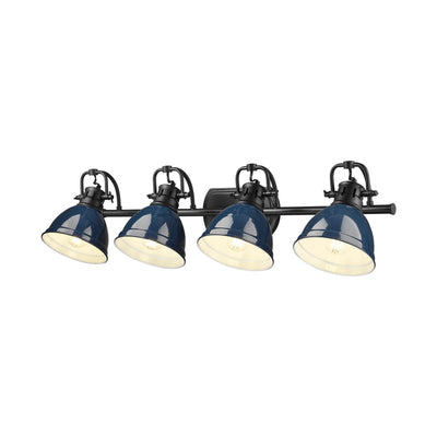 Yep by Golden Lighting Duncan 4-light Vanity in Matte Black and Navy Blue shade - - Golden Lighting