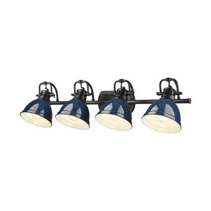 Yep by Golden Lighting Duncan 4-light Vanity in Matte Black and Navy Blue shade - - Golden Lighting