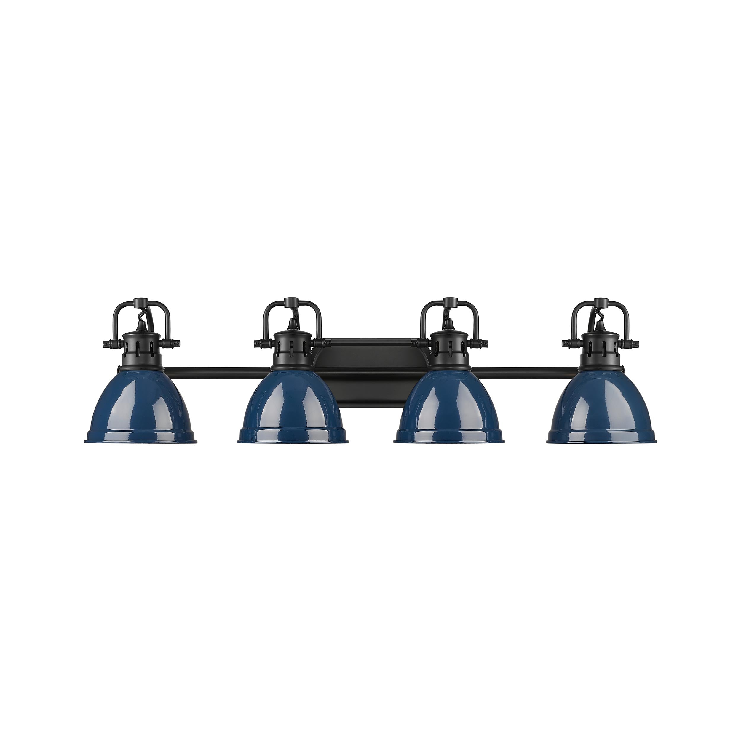 Yep by Golden Lighting Duncan 4-light Vanity in Matte Black and Navy Blue shade - - Golden Lighting