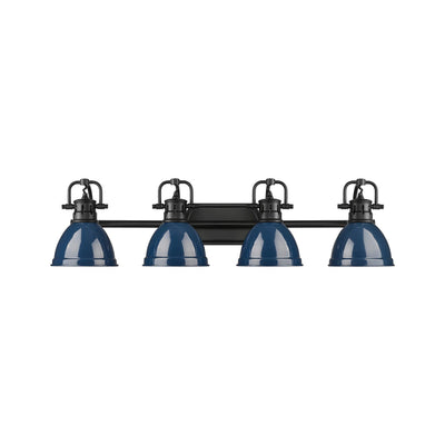 Yep by Golden Lighting Duncan 4-light Vanity in Matte Black and Navy Blue shade - - Golden Lighting
