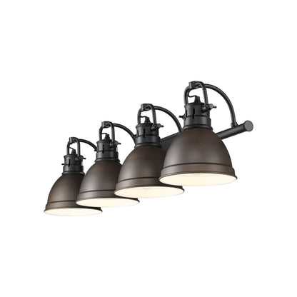 Yep by Golden Lighting Duncan 4-light Vanity in Matte Black and Rubbed Bronze shade - - Golden Lighting