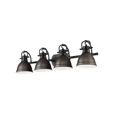 Yep by Golden Lighting Duncan 4-light Vanity in Matte Black and Rubbed Bronze shade - - Golden Lighting