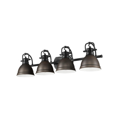 Yep by Golden Lighting Duncan 4-light Vanity in Matte Black and Rubbed Bronze shade - - Golden Lighting