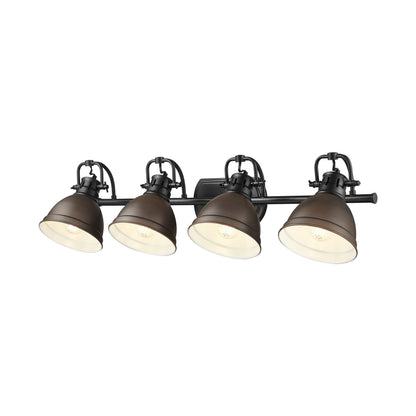 Yep by Golden Lighting Duncan 4-light Vanity in Matte Black and Rubbed Bronze shade - - Golden Lighting