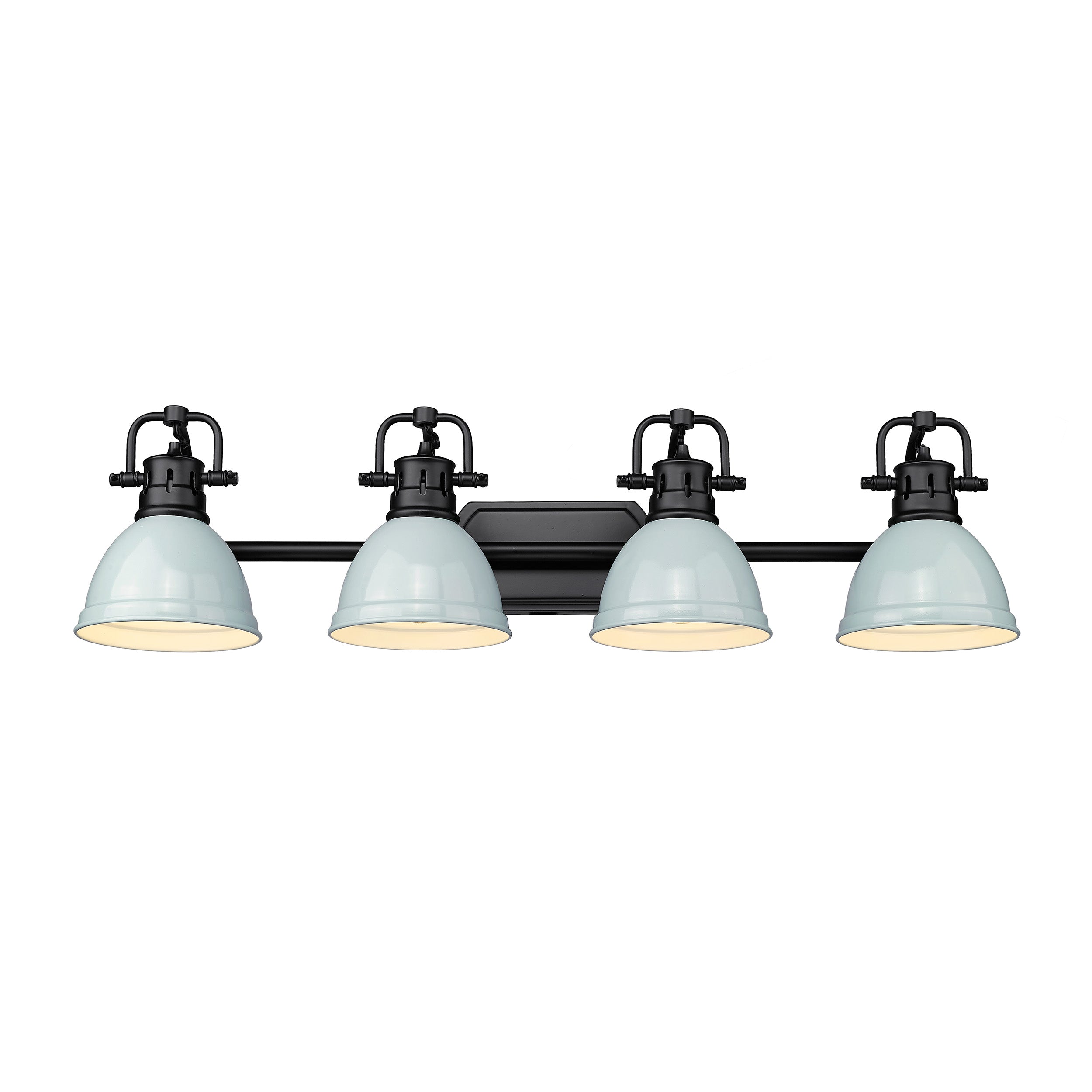 Yep by Golden Lighting Duncan 4-light Vanity in Matte Black and Seafoam shade - - Golden Lighting