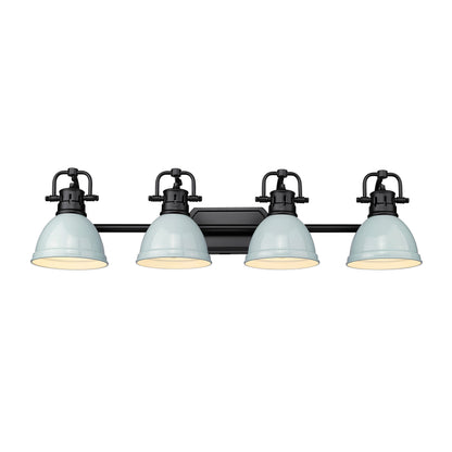 Yep by Golden Lighting Duncan 4-light Vanity in Matte Black and Seafoam shade - - Golden Lighting
