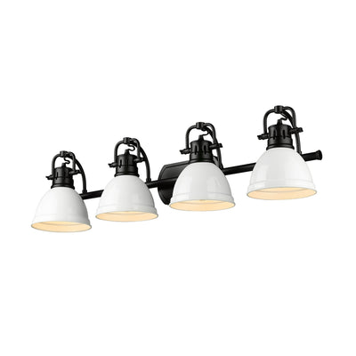 Yep by Golden Lighting Duncan 4-light Vanity in Matte Black and White shade - - Golden Lighting