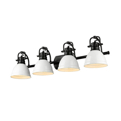 Yep by Golden Lighting Duncan 4-light Vanity in Matte Black and White shade - - Golden Lighting