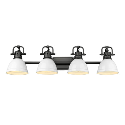 Yep by Golden Lighting Duncan 4-light Vanity in Matte Black and White shade - - Golden Lighting