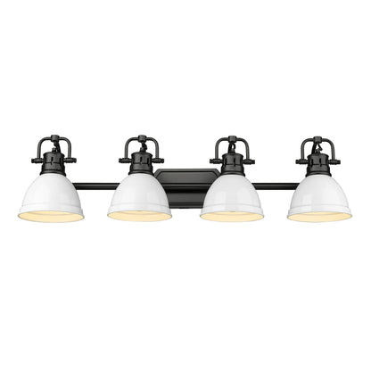 Yep by Golden Lighting Duncan 4-light Vanity in Matte Black and White shade - - Golden Lighting