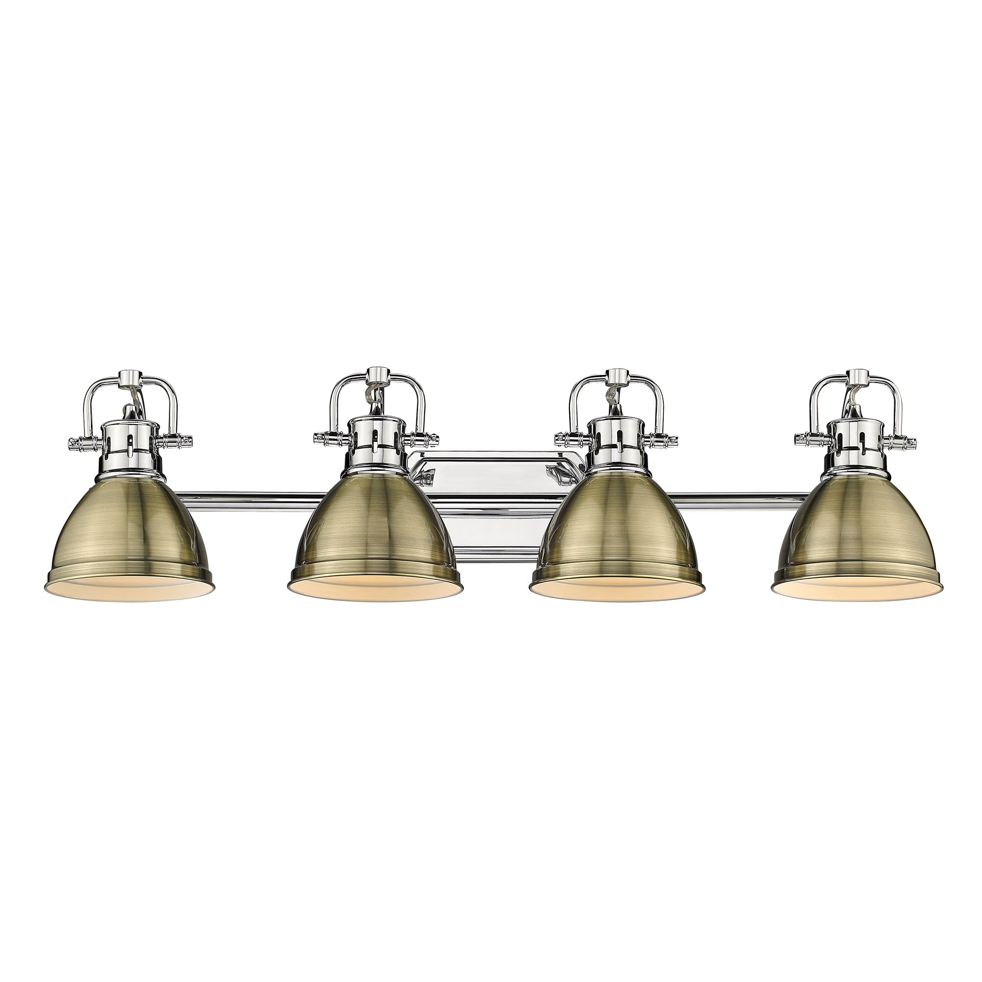 Yep by Golden Lighting Duncan 4-light Vanity in Chrome and Aged Brass shade - - Golden Lighting