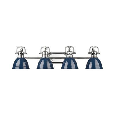 Yep by Golden Lighting Duncan 4-light Vanity in Chrome and Navy Blue shade - - Golden Lighting