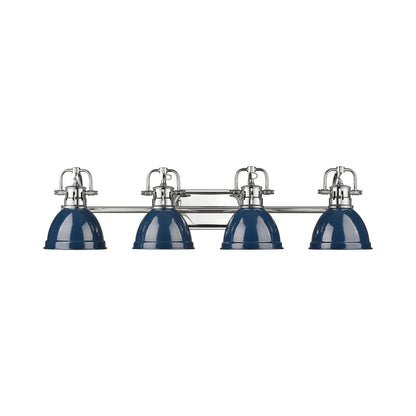 Yep by Golden Lighting Duncan 4-light Vanity in Chrome and Navy Blue shade - - Golden Lighting