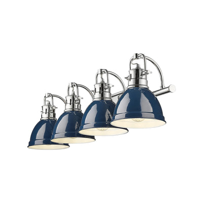 Yep by Golden Lighting Duncan 4-light Vanity in Chrome and Navy Blue shade - - Golden Lighting