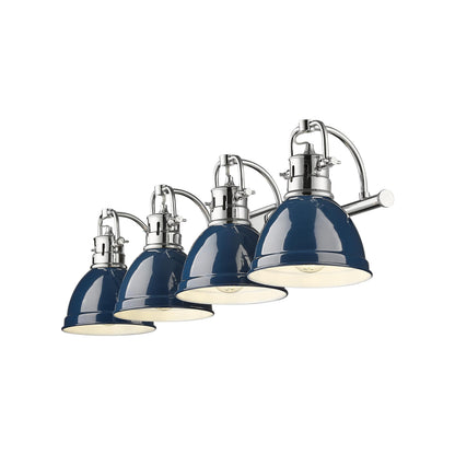 Yep by Golden Lighting Duncan 4-light Vanity in Chrome and Navy Blue shade - - Golden Lighting
