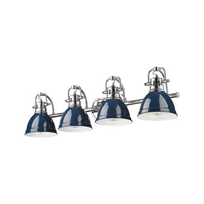Yep by Golden Lighting Duncan 4-light Vanity in Chrome and Navy Blue shade - - Golden Lighting
