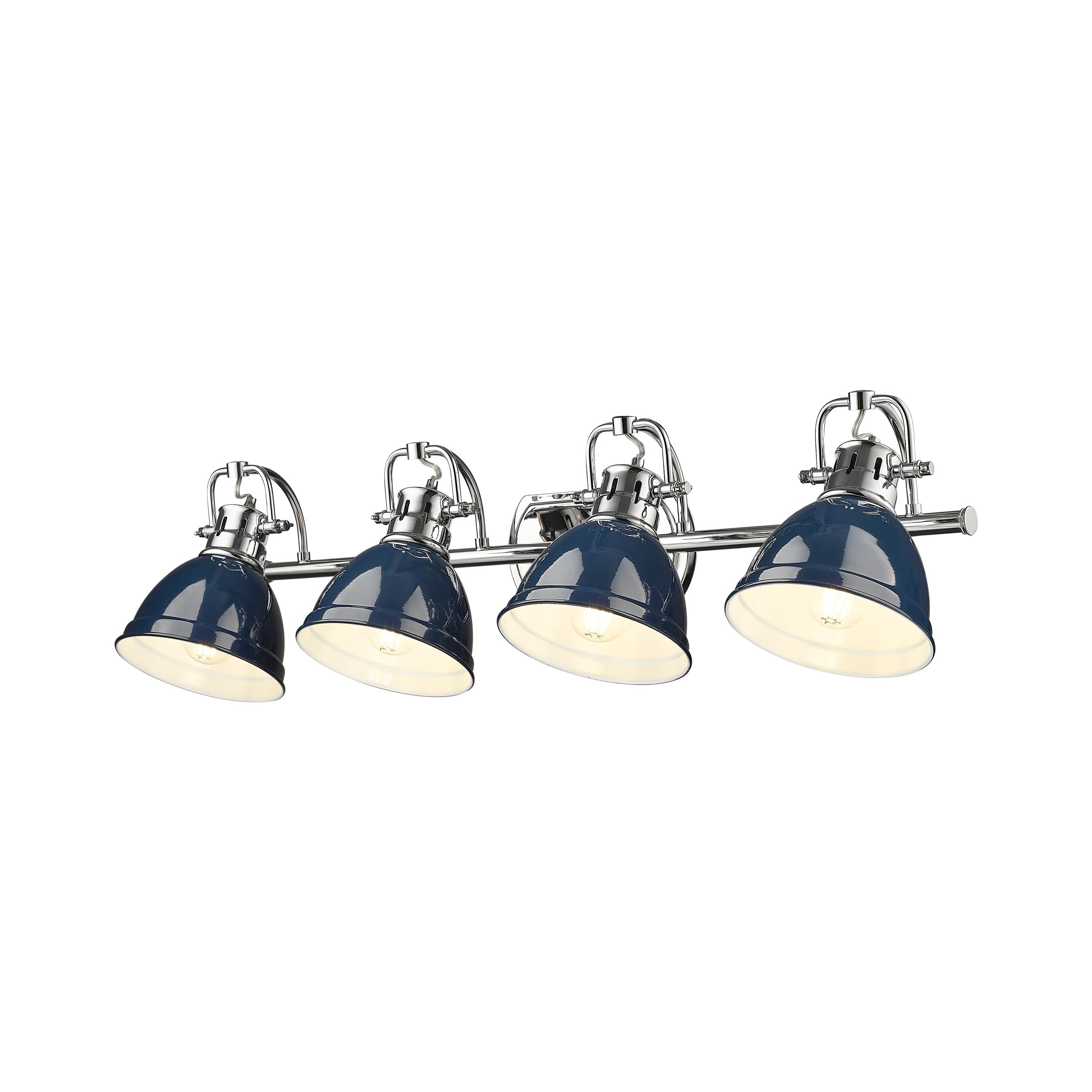 Yep by Golden Lighting Duncan 4-light Vanity in Chrome and Navy Blue shade - - Golden Lighting