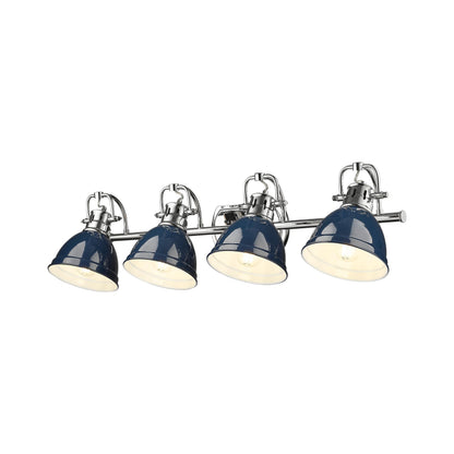 Yep by Golden Lighting Duncan 4-light Vanity in Chrome and Navy Blue shade - - Golden Lighting