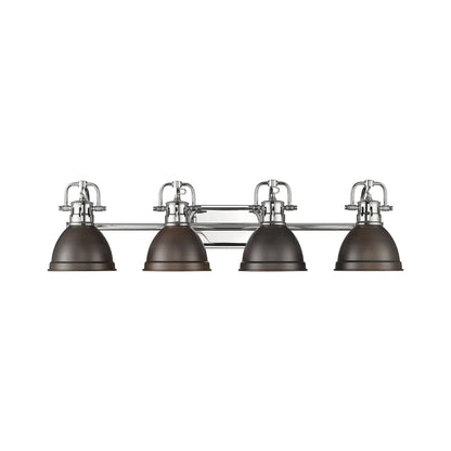 Yep by Golden Lighting Duncan 4-light Vanity in Chrome and Rubbed Bronze shade - - Golden Lighting
