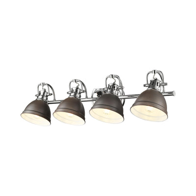 Yep by Golden Lighting Duncan 4-light Vanity in Chrome and Rubbed Bronze shade - - Golden Lighting