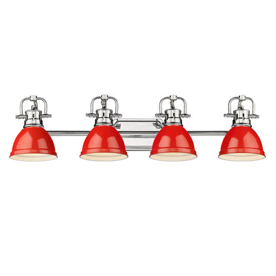 Yep by Golden Lighting Duncan 4-light Vanity in Chrome and Red shade - - Golden Lighting