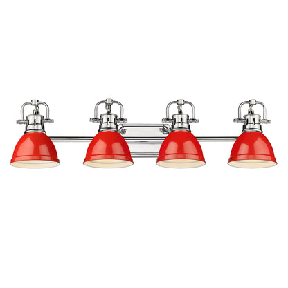 Yep by Golden Lighting Duncan 4-light Vanity in Chrome and Red shade - - Golden Lighting
