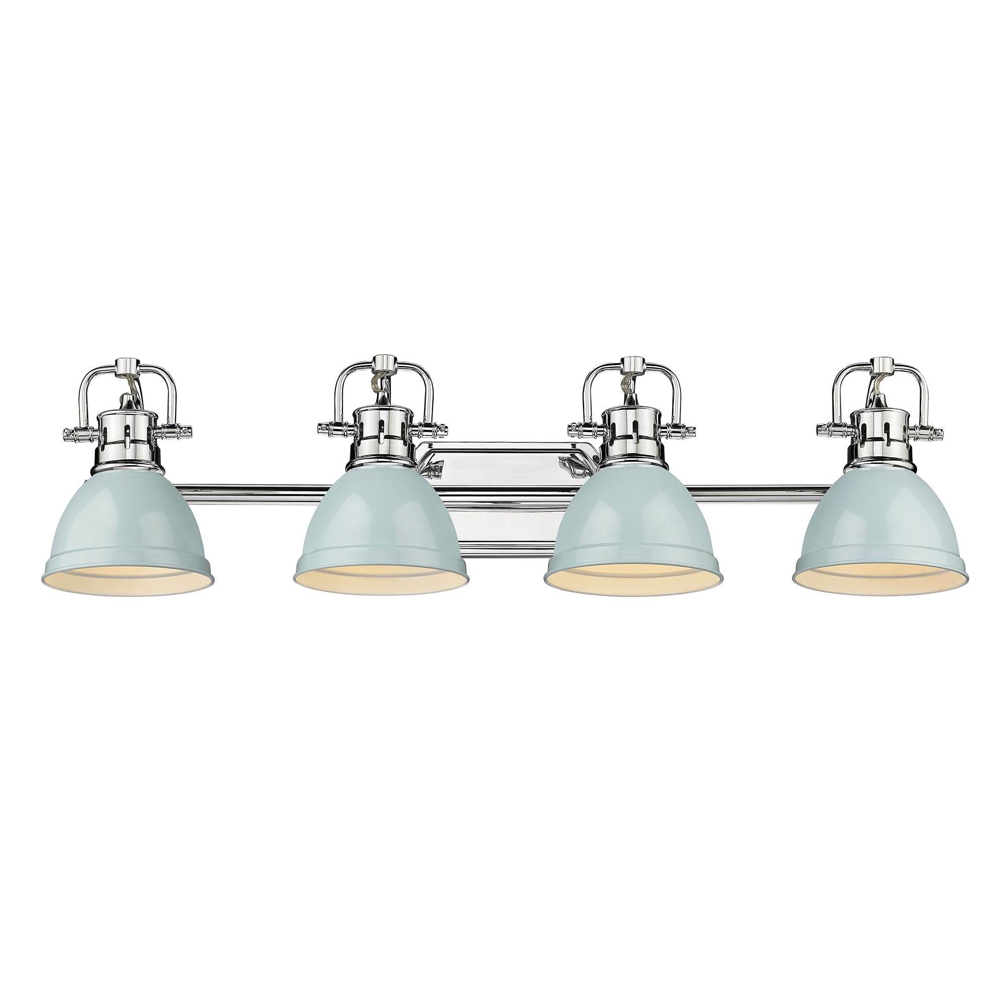 Yep by Golden Lighting Duncan 4-light Vanity in Chrome and Seafoam shade - - Golden Lighting