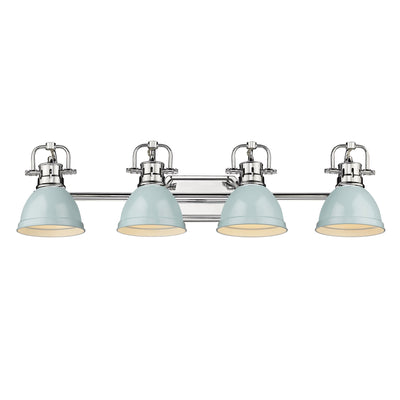 Yep by Golden Lighting Duncan 4-light Vanity in Chrome and Seafoam shade - - Golden Lighting