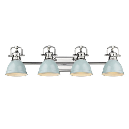 Yep by Golden Lighting Duncan 4-light Vanity in Chrome and Seafoam shade - - Golden Lighting