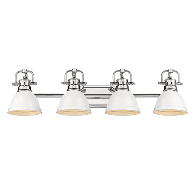 Yep by Golden Lighting Duncan 4-light Vanity in Chrome and White shade - - Golden Lighting